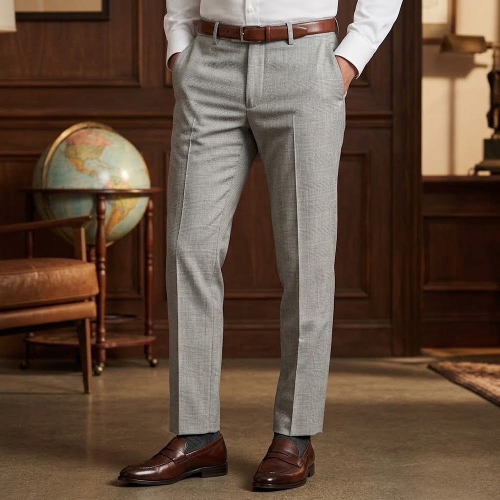 Bonobos Dress Pants Mens 33x30 Grey Glen Plaid Slim Fit Wool Blend 22941-BR590